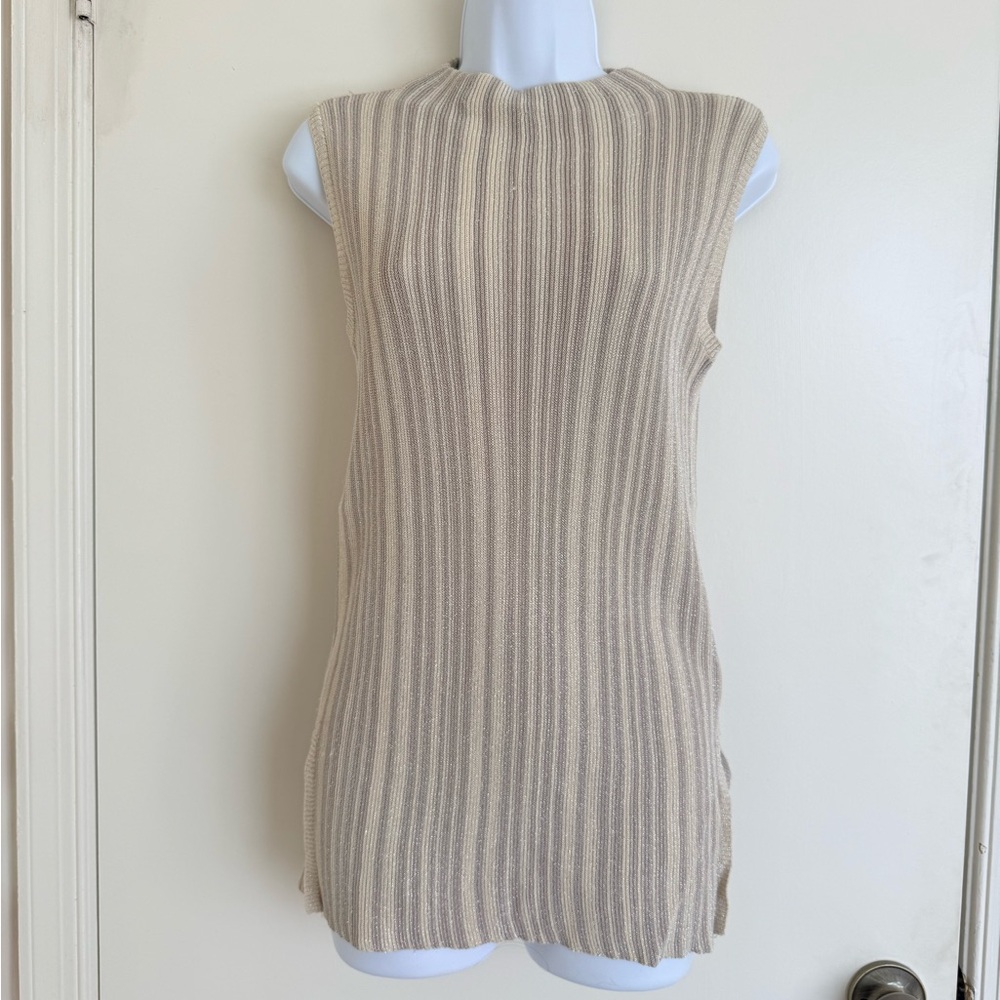 Sleeveless Ribbed Knit Top in Cream
